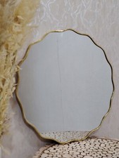 Irregular Bathroom Mirror Brass Italian Wavy Mirror Curved Antiqued Brass Mirror