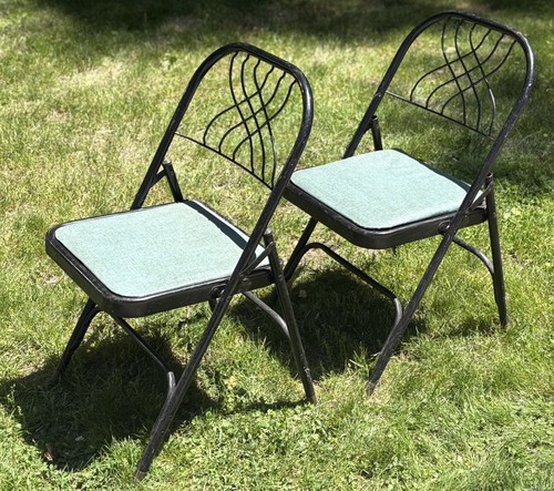 Vintage black metal folding - black,