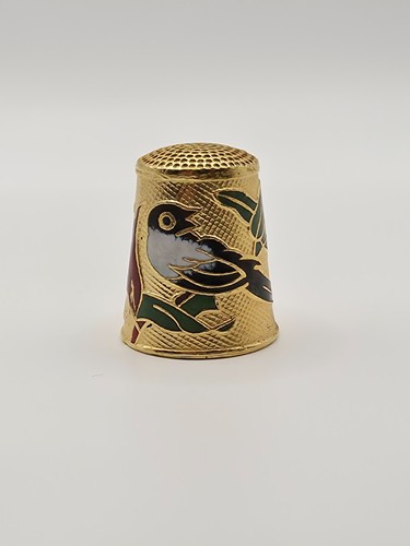 Vintage enamel bird thimble - enamel,