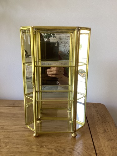 Brass glass mirrored curio - &,