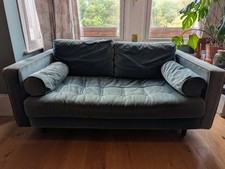 Made.com Scott Velvet Sofa 2-Seater Petrol Blue