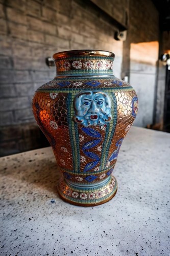 Very rare deruta mosaic vase - "deruta",