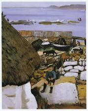 Sennen Cove View Laura Knight print in 11 x 14 mount ready to frame SUPERB