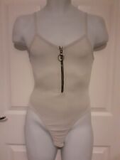 PRETTYLITTLETHING -  Silver Grey Zip Up Bodycon Spaghetti Strap  Body Size 6