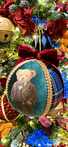 Christmas tartan round bauble - round,