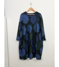 Ralston Floral Tulip Dress Size S Blue Green Oversized Relaxed Fit Pockets Bimse