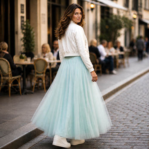 Coast tulle maxi skirt - skirt, aqua