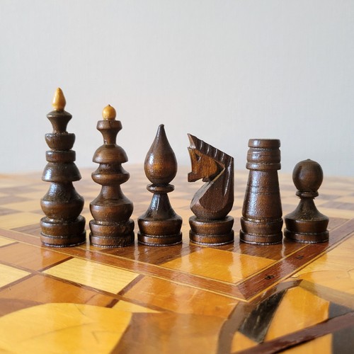 Large vintage wooden - chess, set