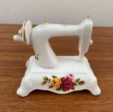 Vintage Royal Albert Cottage Rose Bone China Miniature Sewing Machine