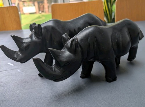 Pair rhinoceros wooden - of,