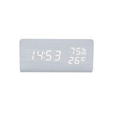Digital Alarm Clock Wooden LED