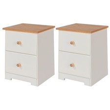 Set of 2 Colorado 2 Drawer Petite Bedside Cabinets, White and Oak Effect