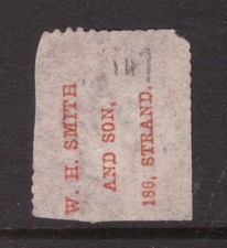 QV 1858 Penny Red SG43 Plate 147 UNDERPRINT  "W.H.SMITH AND SON." DG