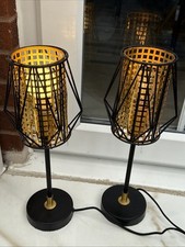 Tall Table Lamps Pair Black &