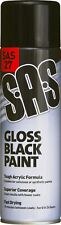 3 x SAS Gloss Black Paint Aerosol Tough Acrylic Car Auto Spray 500ml - SAS27