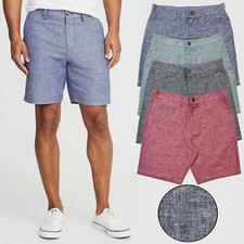 Ex Brand  Mens Shorts Oxford Cotton Linen Blend Chino Half Pant Golf Summer New 