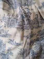 Vintage Style Toile Rose French Country Blue White Curtains 