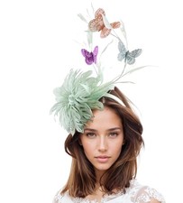 Sage Light Pale Green Statement Fascinator Hat Kentucky Derby Ascot Wedding...