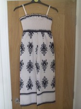 White & black printed Shirred