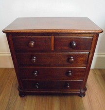 Victorian Solid Mahogany Small Chest of Drawers 2 over 3 drawers Table top