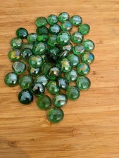 Green Flat Pebbles Marbles. Decorative Glass Pebbles. Sturdy.