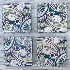 Denby Monsoon Cosmic 4x Coasters Cork Backed Paisley