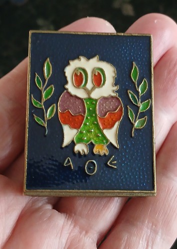 Owl athena embossed enamel - owl,