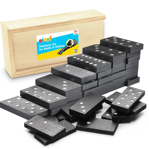 Dominoes game set wooden - dominoes,