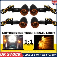 4xBullet LED Mini Motorcycle Turn Signals Amber Light Indicators Lamp Amber Lens