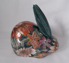 VINTAGE PORCELAIN RABBIT ENAMEL FLORAL HAND PAINTED CHINESE ORIENTAL SIGNED