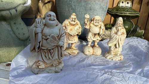 Four ivory colored asian god - asian,