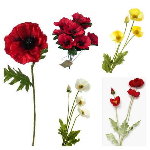 Artificial poppy bush stem - bush,