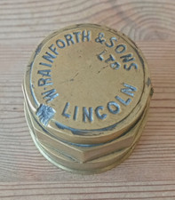 Brass cart wagon hub nut cap W Rainforth & Sons Lincoln