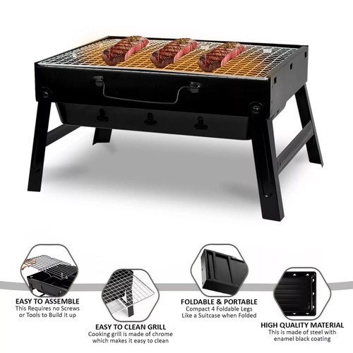 Portable folding charcoal bbq - portable,