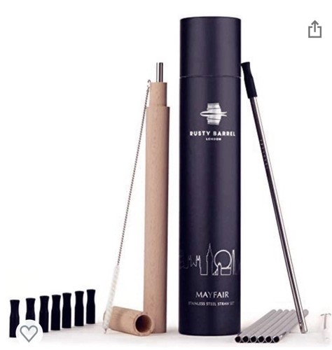 Rusty barrel metal straws gift - barrel,