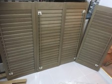 Wooden 3 bay window plantation shutter blinds, height 124.5 cm 