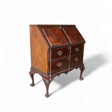 Reproduction Georgian Style Flame Mahogany Bureau Writing Table on Claw Feet