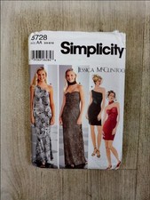 Dressmaking Sewing Pattern Prom/ Evening Dress Simplicity 5728  Size AA 3/4-9/10
