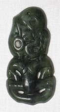 Rare and Exceptional Hetian Green Jade Maori Tiki