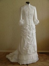 white Victorian Bustle Dress