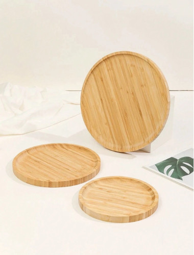 1pc round bamboo wooden - round,