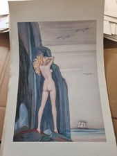 Vintage Reissue Alberto Vargas Art Nouveau Print On  Handmade Paper 21" × 12"