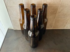 Six Cleaned Empty Brown 330ml Beer Bottles for Home Brewing