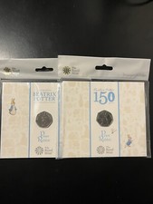 Royal Mint Peter Rabbit 50p 2015 150 year coin and 2018  coin 