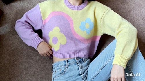 Zara retro flower - flower, knit