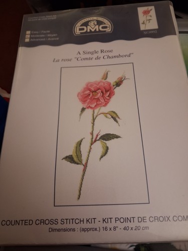 Dmc single rose cross - a,