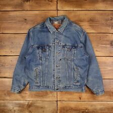 Vintage Levi's Denim Jacket L 90s Trucker Blanket Lined USA Made Blue