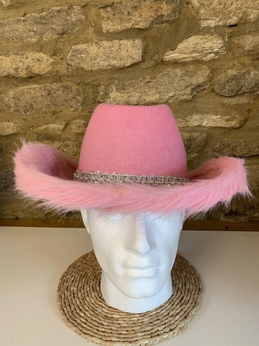 Pink fluffy trimmed cowboy - pink,