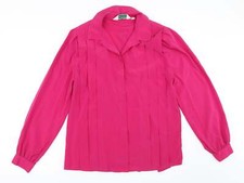 Feminella Womens Pink Polyester Blend Button-Up Size 34 Collared