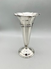 EDWARDIAN STERLING SILVER TRUMPET VASE, W & C SISSONS, LONDON, 1909